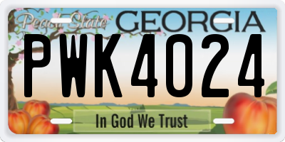 GA license plate PWK4024
