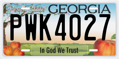 GA license plate PWK4027