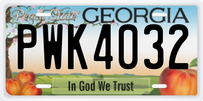 GA license plate PWK4032