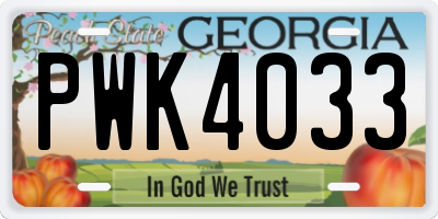 GA license plate PWK4033