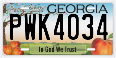 GA license plate PWK4034