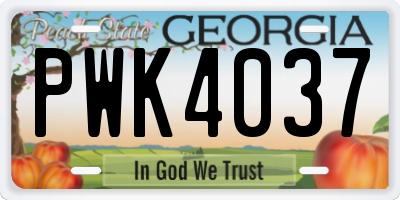 GA license plate PWK4037