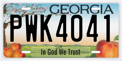 GA license plate PWK4041