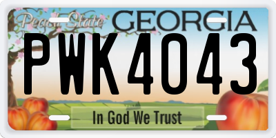 GA license plate PWK4043
