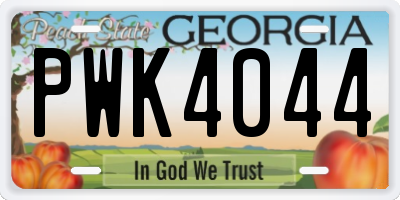 GA license plate PWK4044