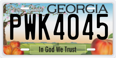 GA license plate PWK4045