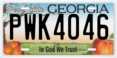 GA license plate PWK4046