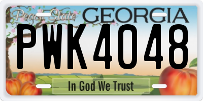 GA license plate PWK4048