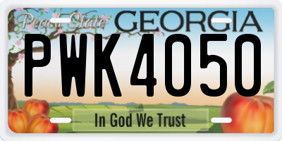 GA license plate PWK4050