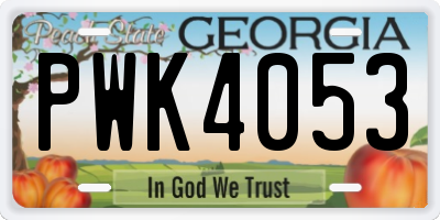 GA license plate PWK4053