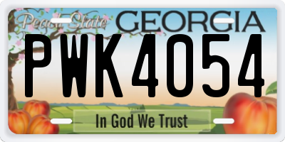 GA license plate PWK4054