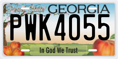 GA license plate PWK4055
