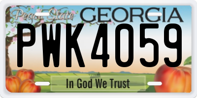 GA license plate PWK4059