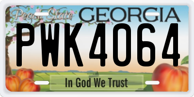 GA license plate PWK4064