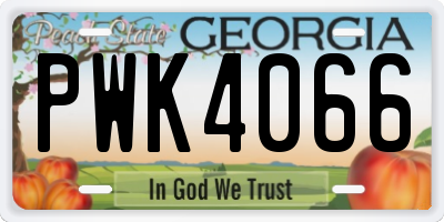 GA license plate PWK4066