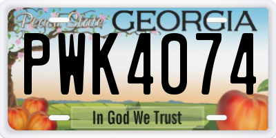 GA license plate PWK4074