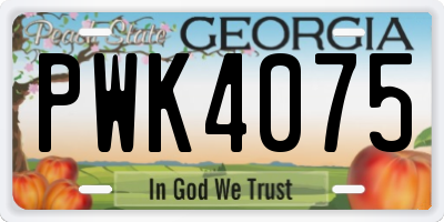 GA license plate PWK4075
