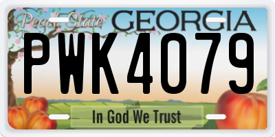 GA license plate PWK4079