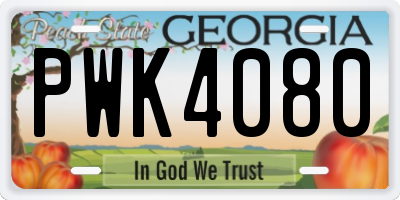 GA license plate PWK4080