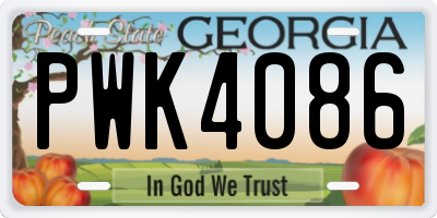 GA license plate PWK4086
