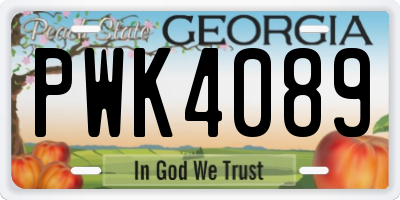 GA license plate PWK4089