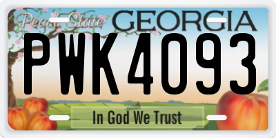 GA license plate PWK4093