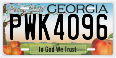 GA license plate PWK4096
