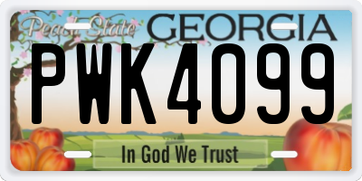 GA license plate PWK4099
