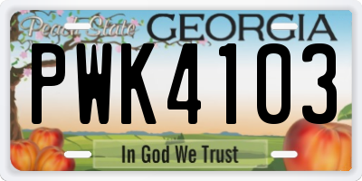 GA license plate PWK4103