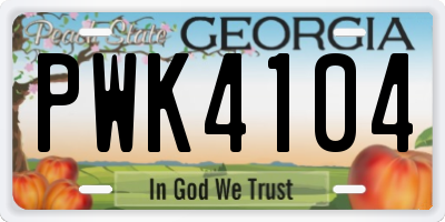 GA license plate PWK4104