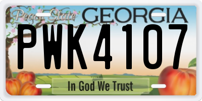 GA license plate PWK4107