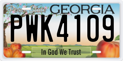 GA license plate PWK4109