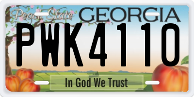 GA license plate PWK4110