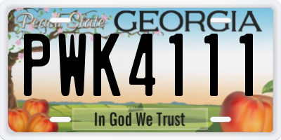 GA license plate PWK4111