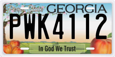 GA license plate PWK4112
