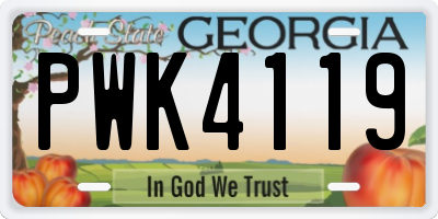 GA license plate PWK4119