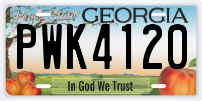 GA license plate PWK4120