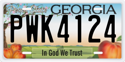GA license plate PWK4124