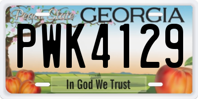 GA license plate PWK4129