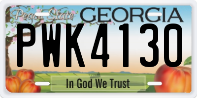 GA license plate PWK4130