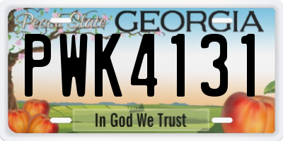 GA license plate PWK4131