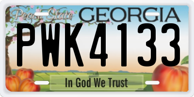 GA license plate PWK4133