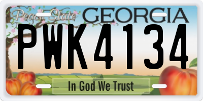 GA license plate PWK4134