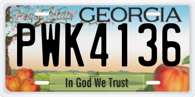 GA license plate PWK4136