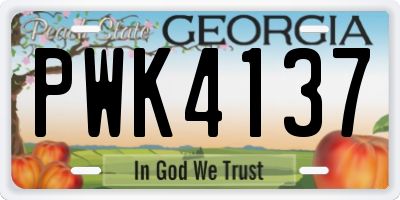 GA license plate PWK4137