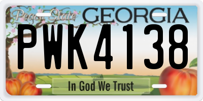 GA license plate PWK4138