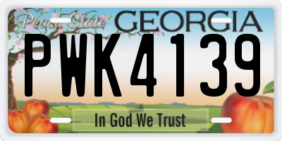 GA license plate PWK4139