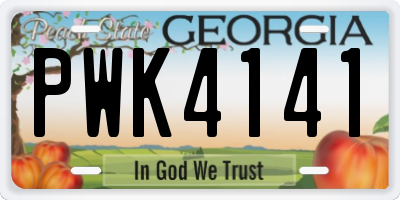 GA license plate PWK4141