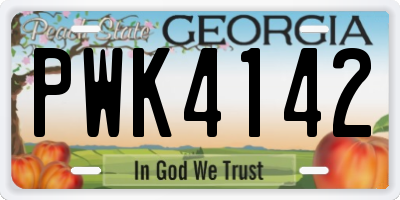 GA license plate PWK4142