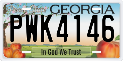GA license plate PWK4146